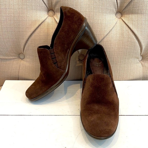 DANSKO Brown Leather Suede Slip on Heels/Clogs - Picture 1 of 10